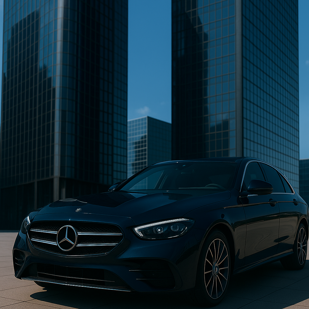 Mercedes-Benz E-Class in a modern parking garage